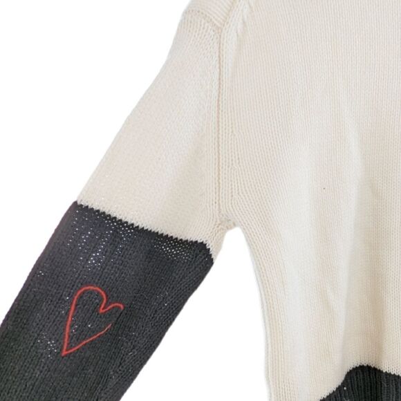 Sundry navy and white colorblock crewneck pullover w/ heart on sleeve medium - Picture 1 of 13